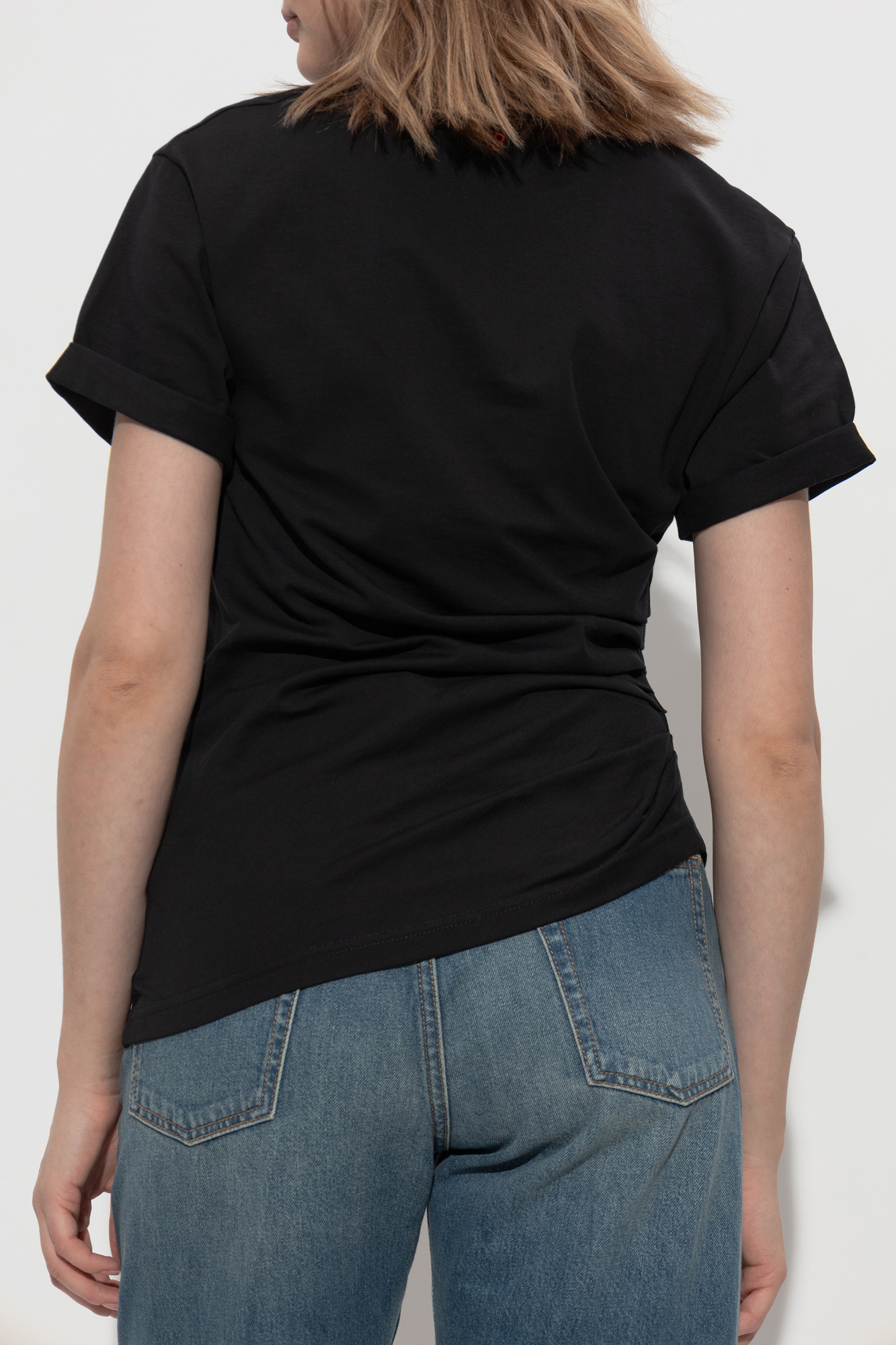 Tシャツ・カットソー Victoria Beckham SS25 DRAPED TOP (1125WTP006017A BLACK) Victoria Beckham T-shirt with side draping | Women's
